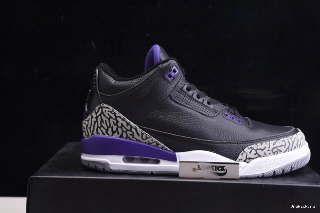 One Kick Black Purple Air Court 3 Jordan Retro CT8532-050 0808